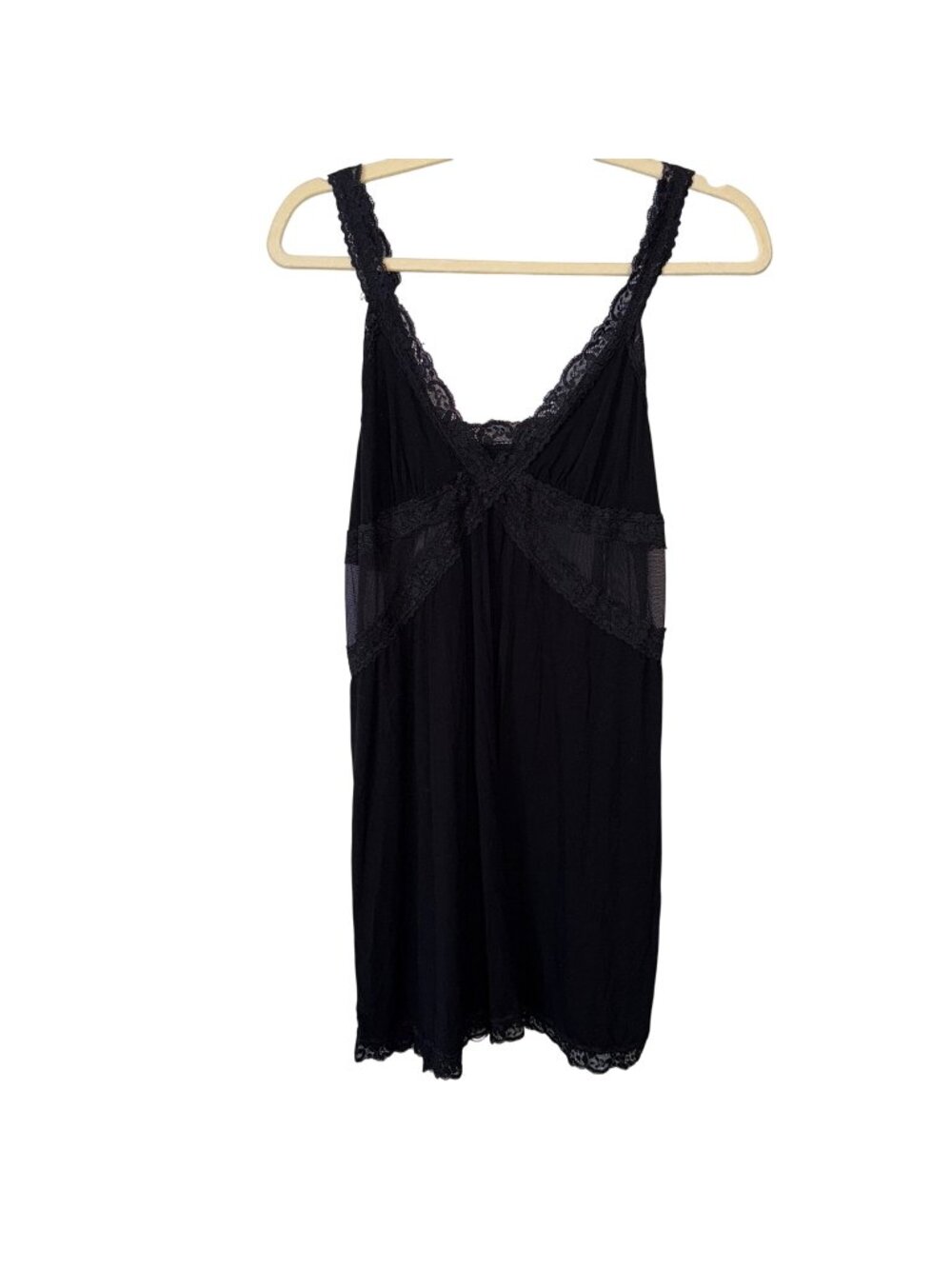 Adore Me Black Lace & Mesh Chemise Nightgown Lingerie